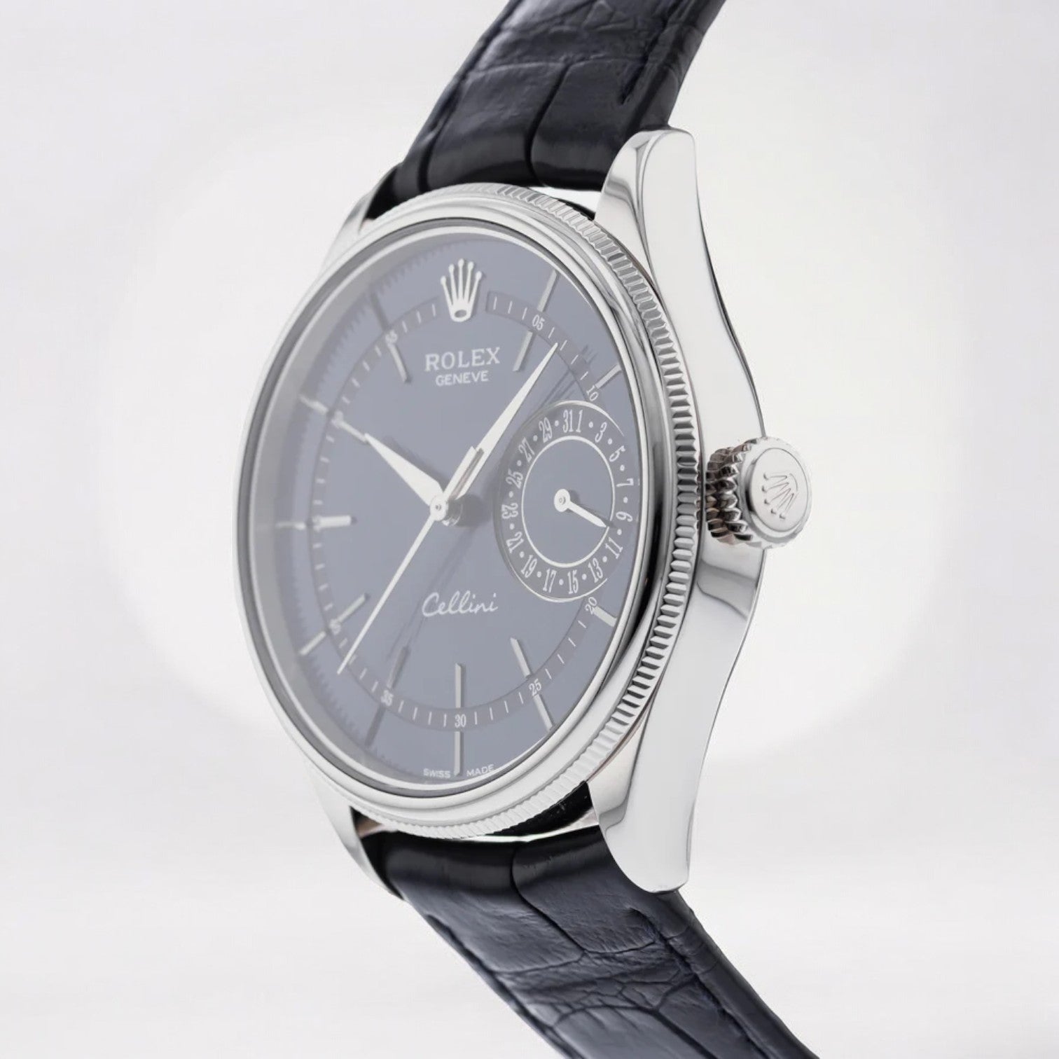 Cellini Date Blue Dial 18K White Gold