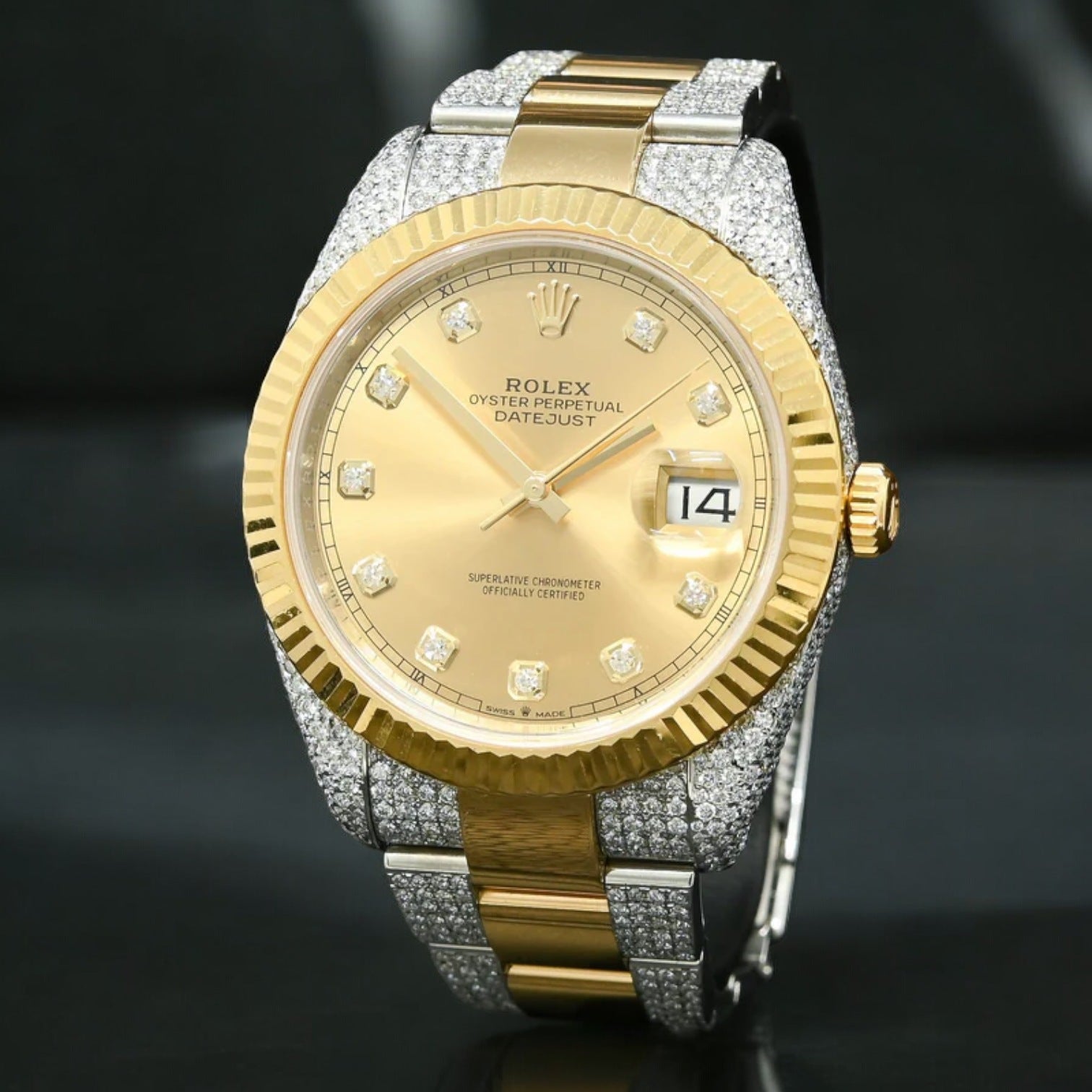 Datejust 41 41MM - CHAMPAGNE FLUTED ICED out