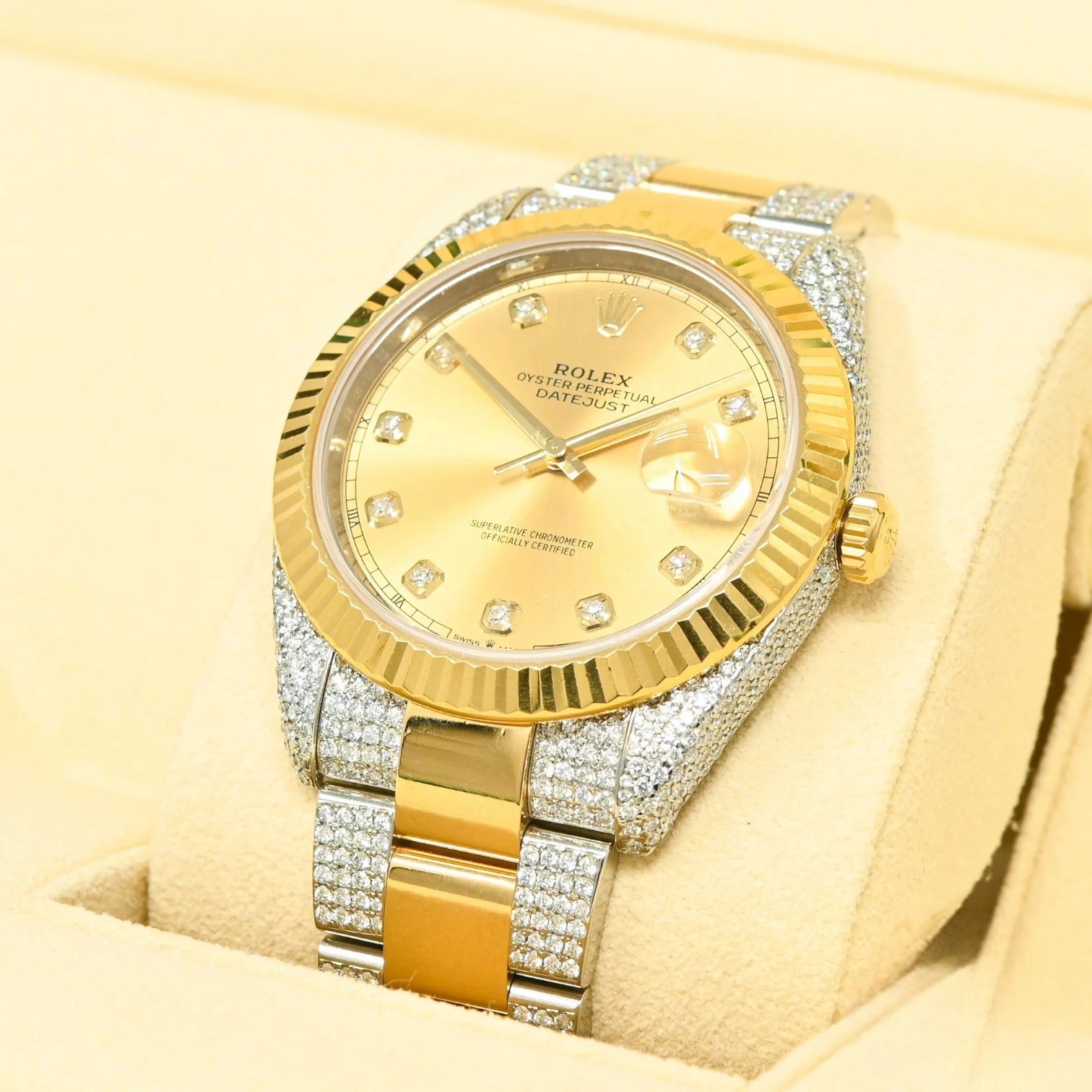 Datejust 41 41MM - CHAMPAGNE FLUTED ICED out