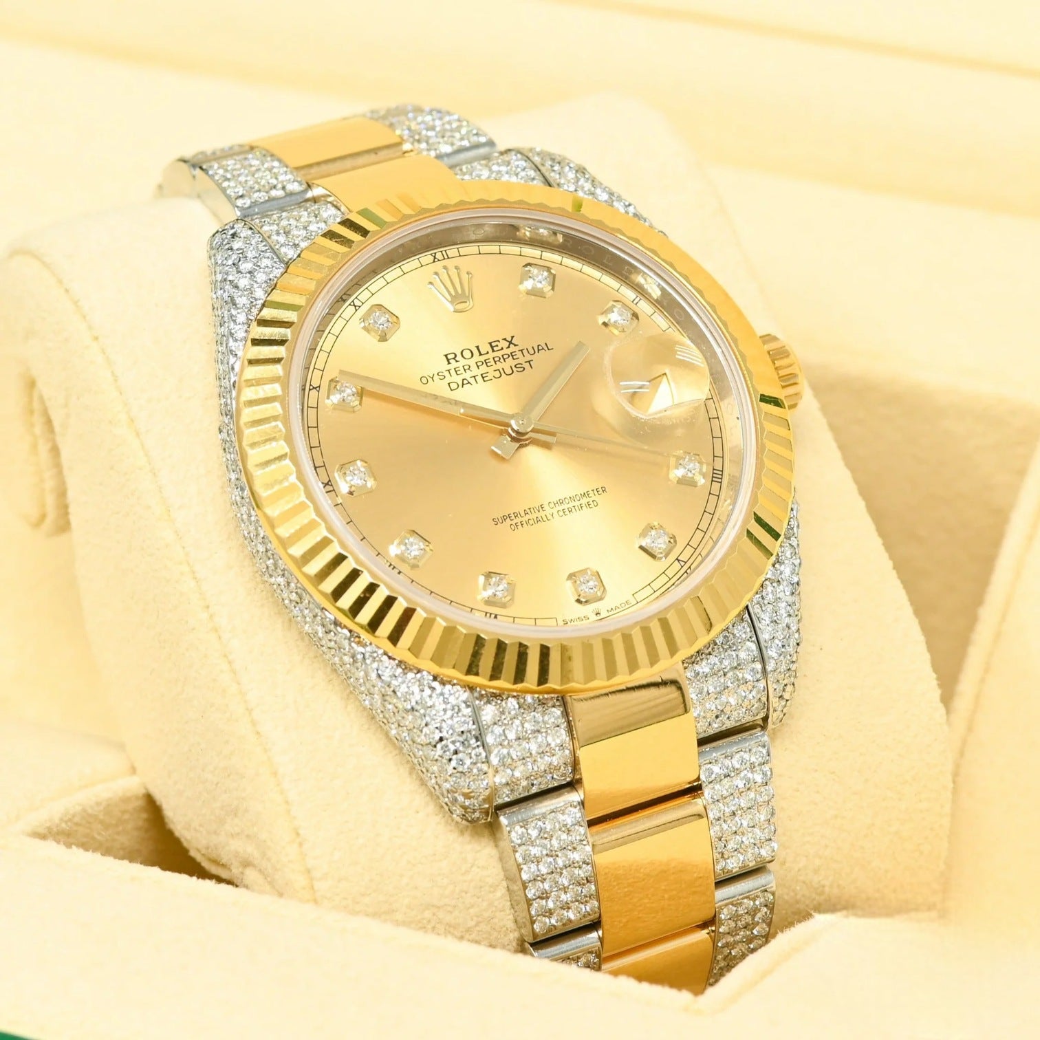 Datejust 41 41MM - CHAMPAGNE FLUTED ICED out