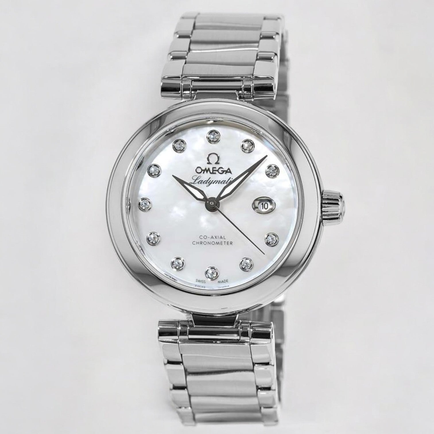 De Ville Ladymatic 34mm Mother of Pearl Diamond Steel