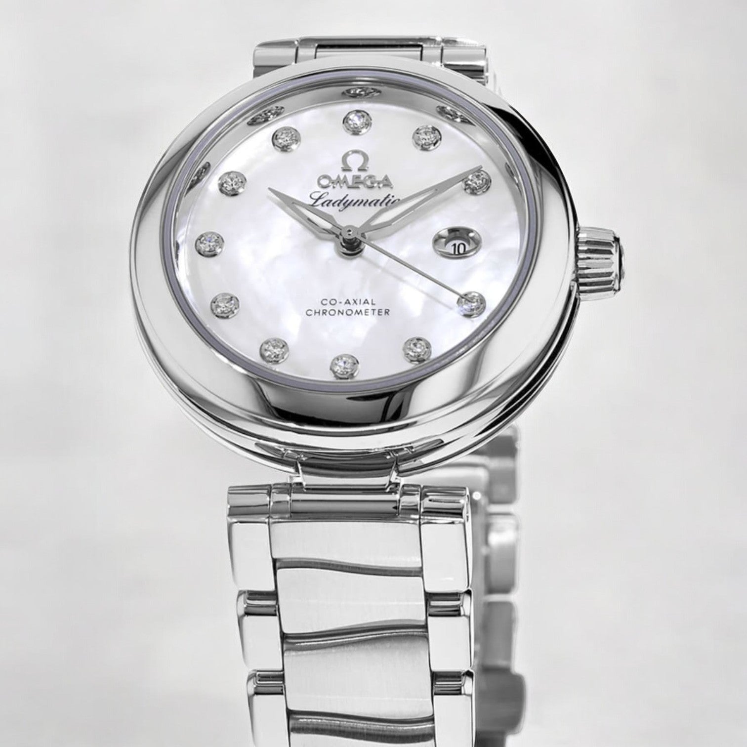 De Ville Ladymatic 34mm Mother of Pearl Diamond Steel