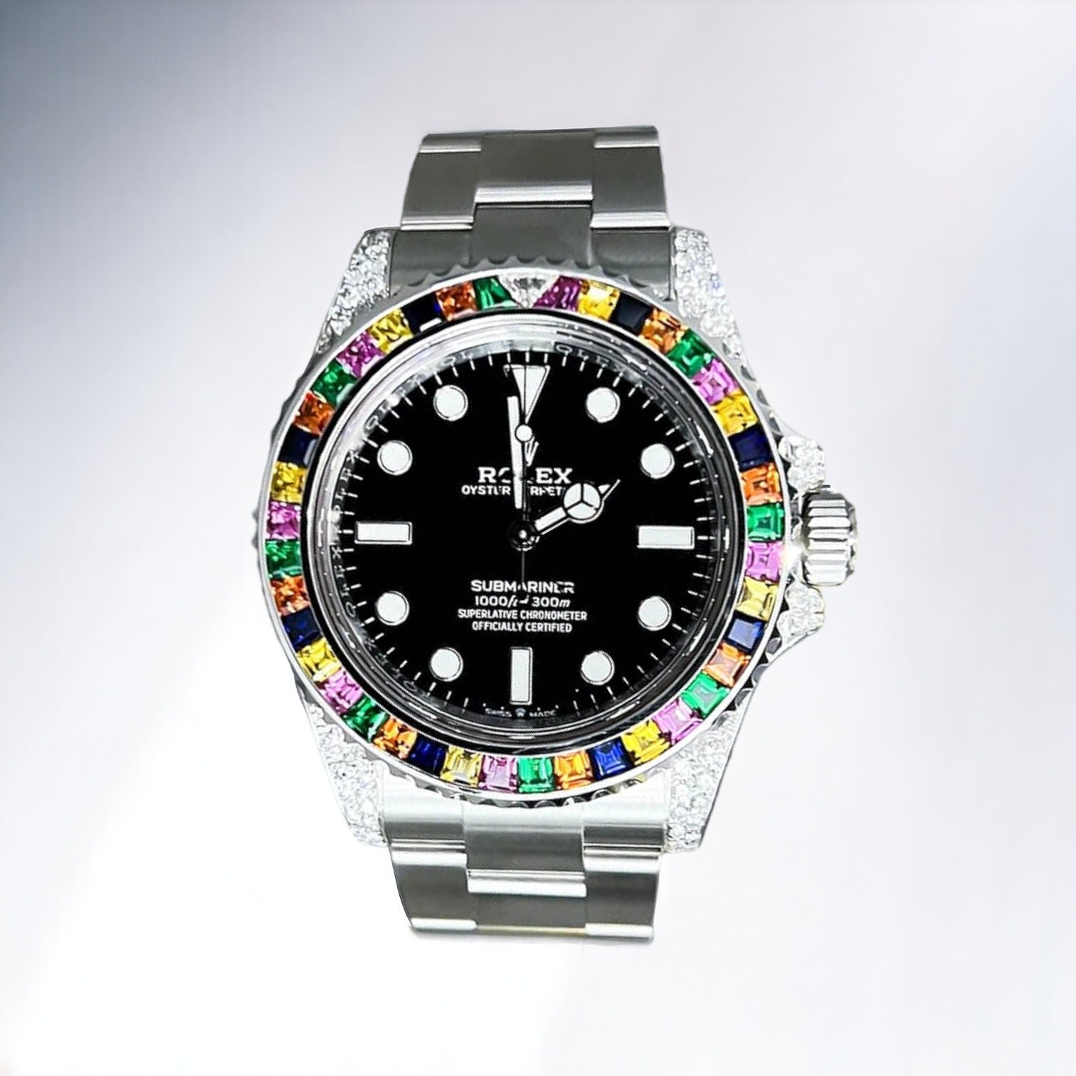 Submariner (No Date) – 41 mm – Oyster – Black Dial – Custom Diamond Set – “Haribo” Bezel