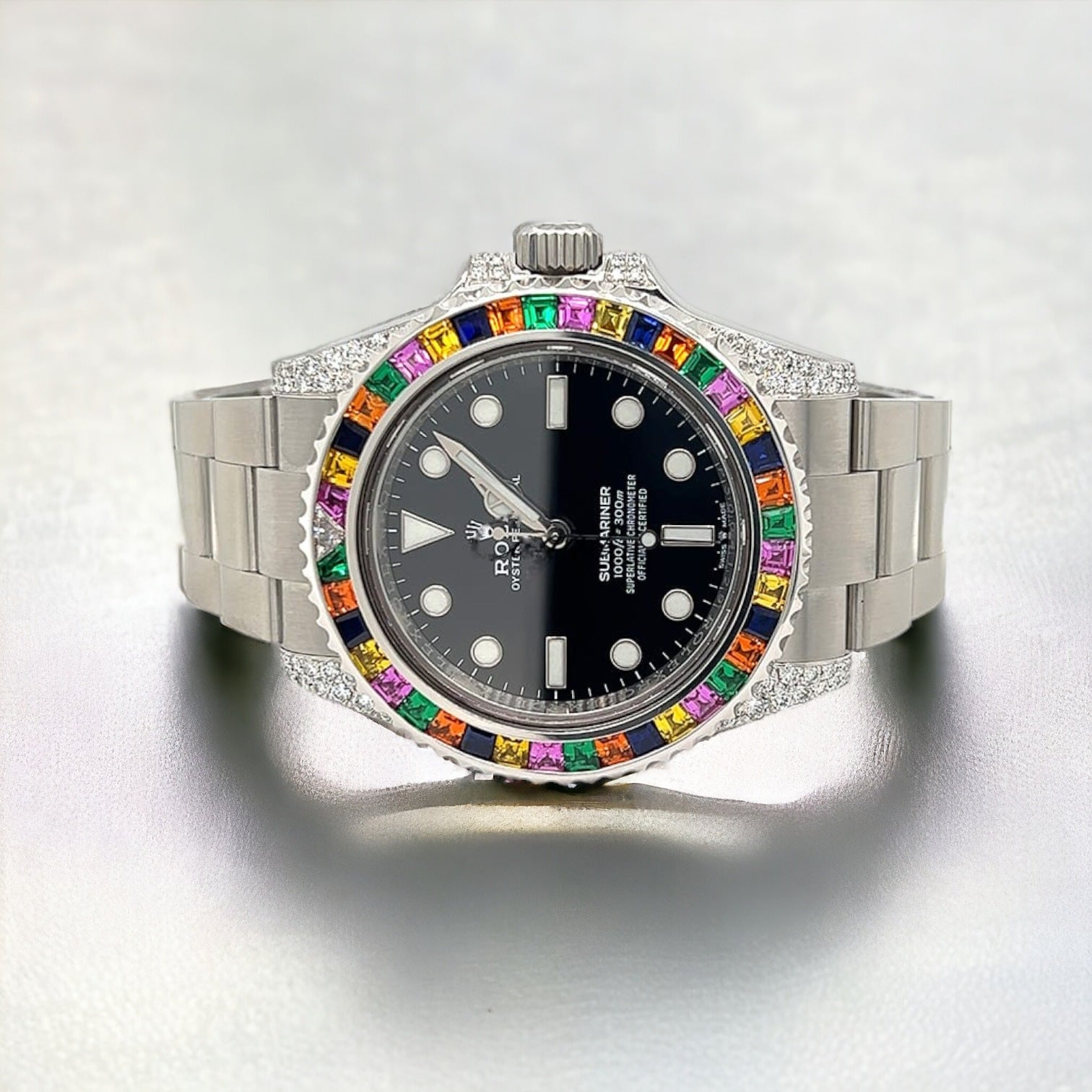 Submariner (No Date) – 41 mm – Oyster – Black Dial – Custom Diamond Set – “Haribo” Bezel