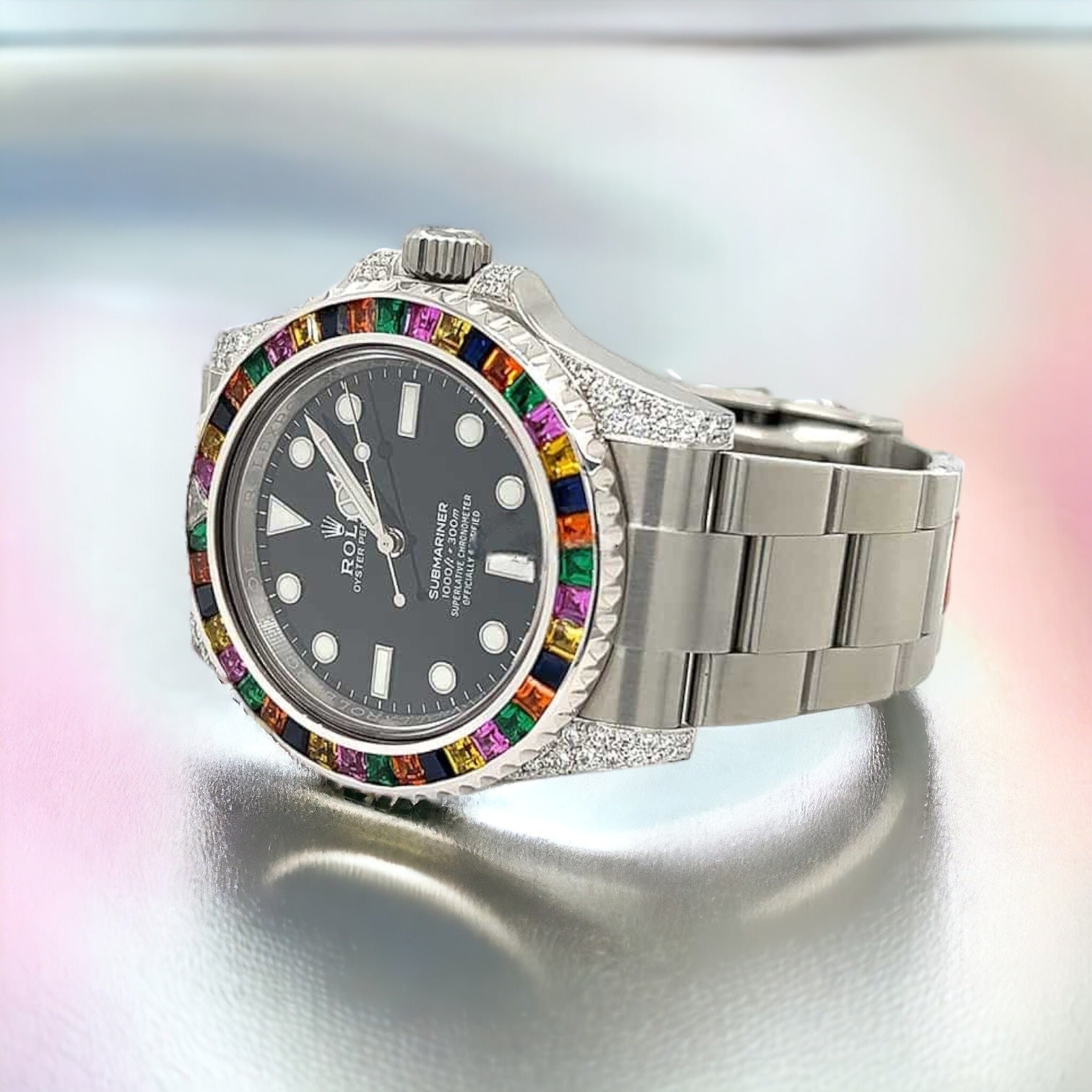 Submariner (No Date) – 41 mm – Oyster – Black Dial – Custom Diamond Set – “Haribo” Bezel