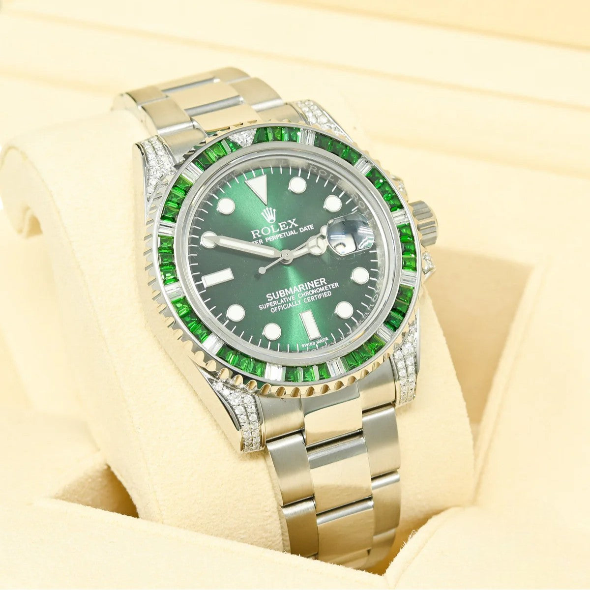 Submariner 40mm Green Diamond Iced Out