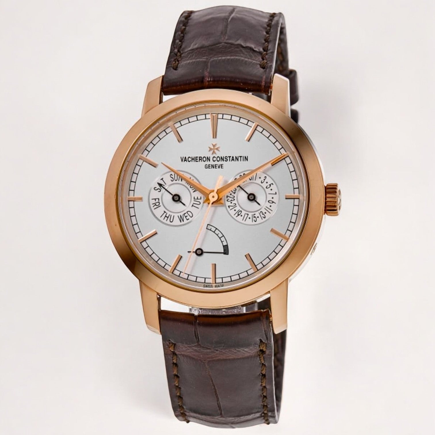 Traditionnelle Day-Date 18k Rose Gold Brown Leather Strap