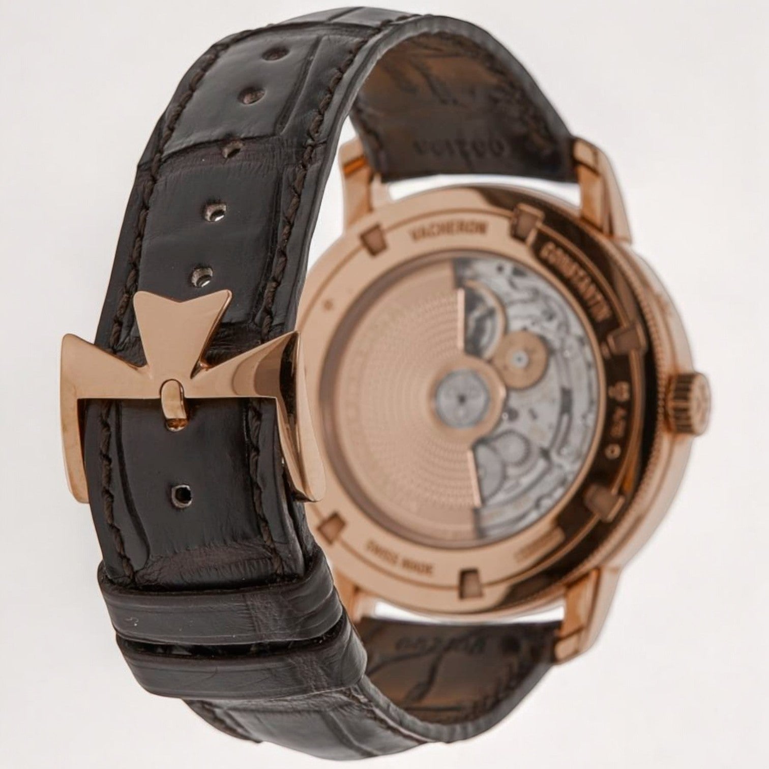 Traditionnelle Day-Date 18k Rose Gold Brown Leather Strap