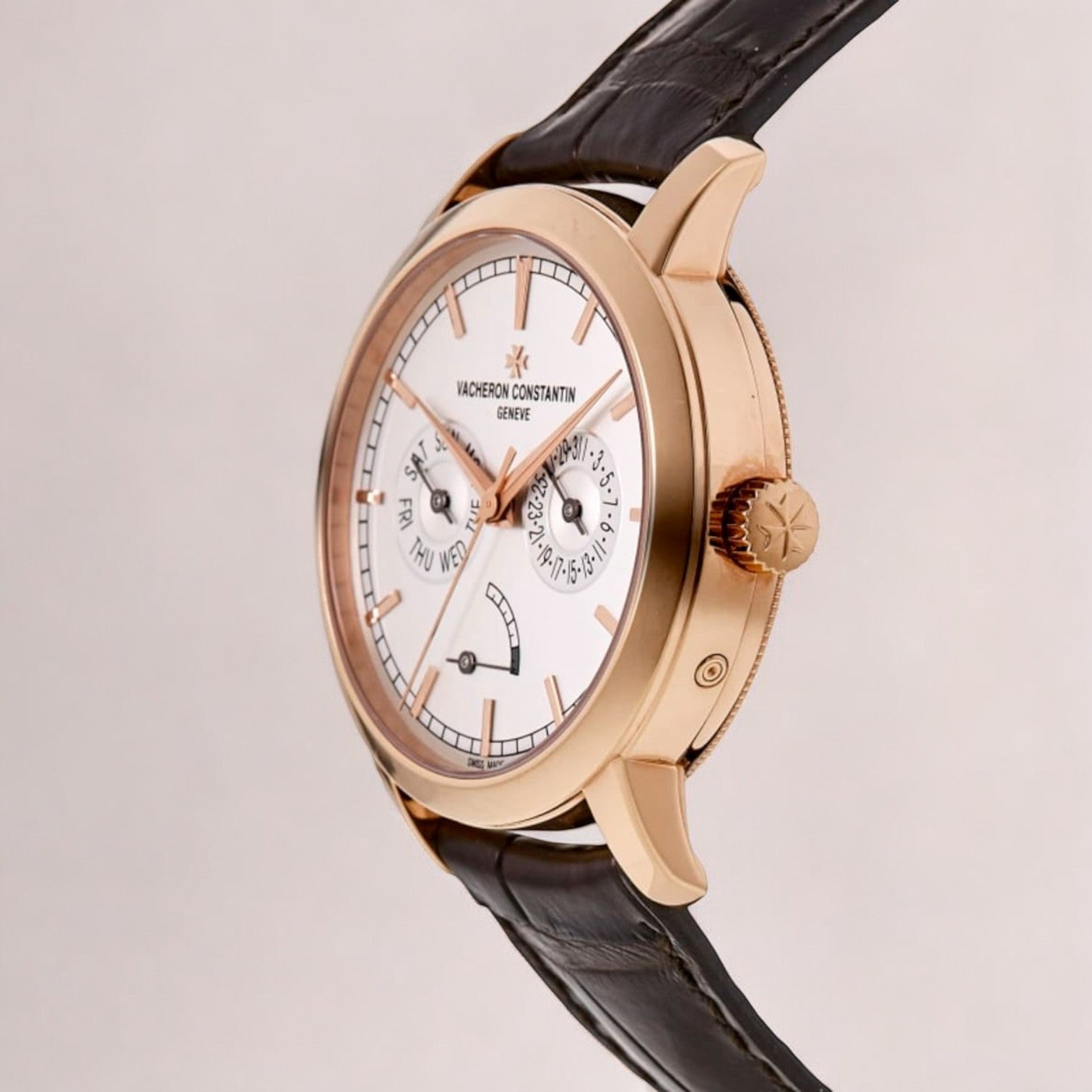 Traditionnelle Day-Date 18k Rose Gold Brown Leather Strap